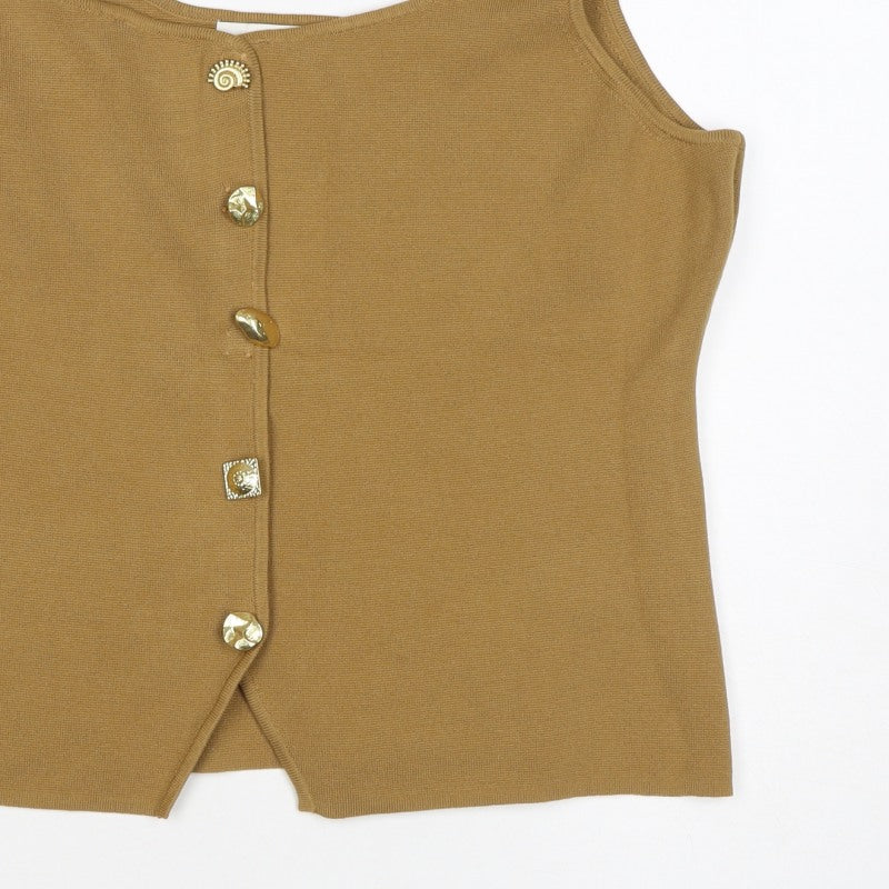 Marks and Spencer Women Brown S Knit Button Front Camisole Tank Top