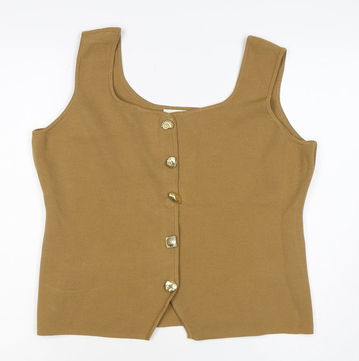 Marks and Spencer Women Brown S Knit Button Front Camisole Tank Top