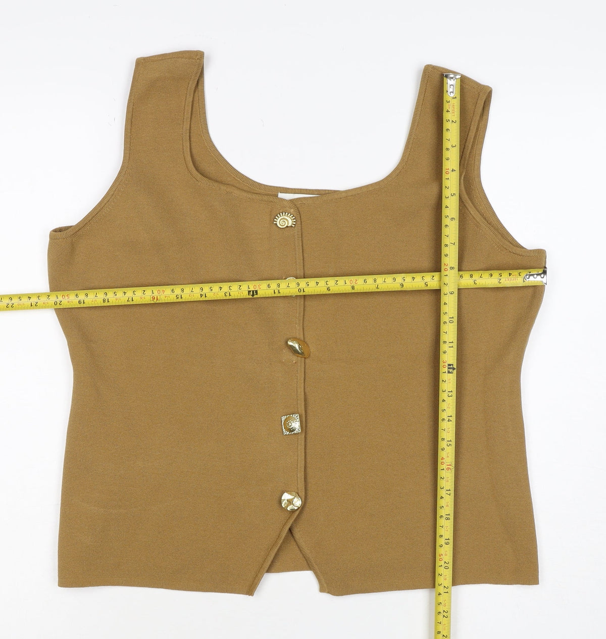 Marks and Spencer Women Brown S Knit Button Front Camisole Tank Top