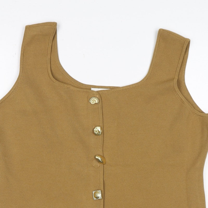 Marks and Spencer Women Brown S Knit Button Front Camisole Tank Top