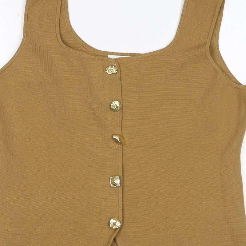 Marks and Spencer Women Brown S Knit Button Front Camisole Tank Top