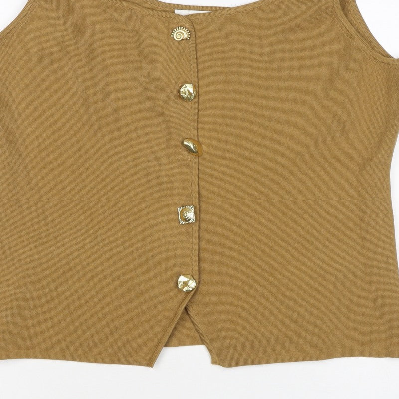 Marks and Spencer Women Brown S Knit Button Front Camisole Tank Top