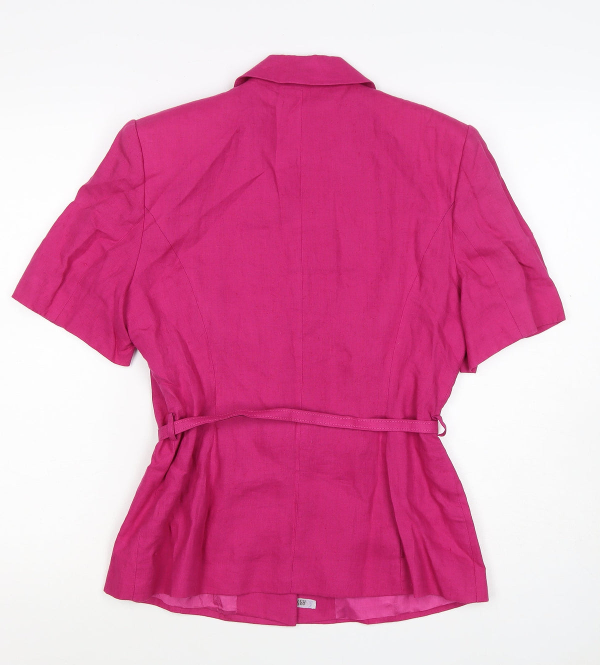 J Taylor Women’s Pink UK 12 Linen Belted Short Sleeve Suit Jacket