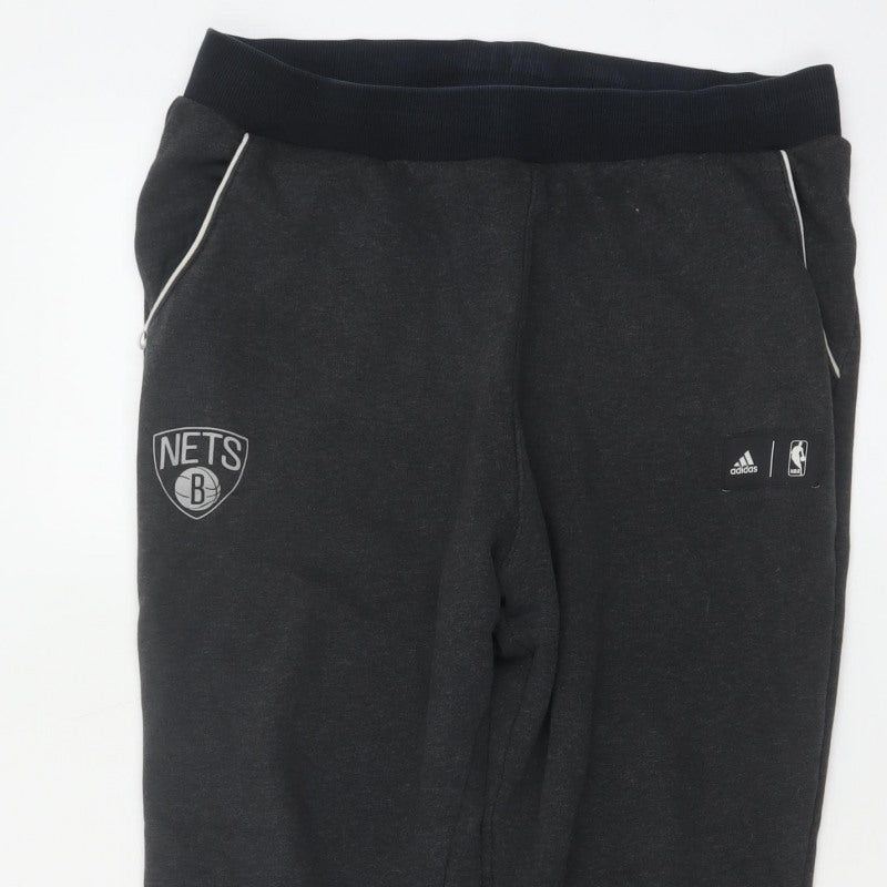 Adidas Men’s Black M Brooklyn Nets NBA Cuffed Jogger Sweatpants