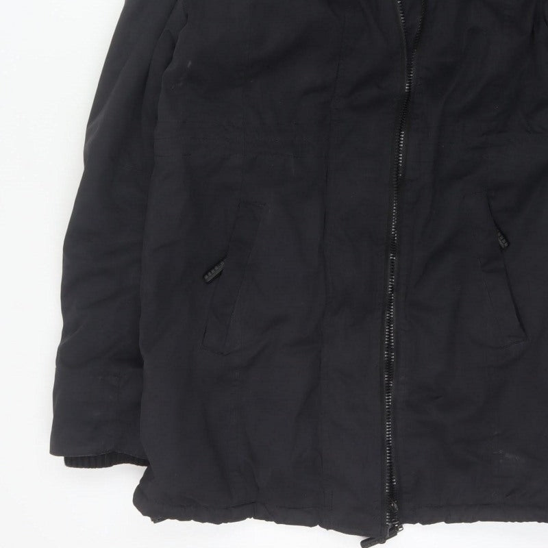 Superdry Japan Unisex Adults Black M Fur Trim Hooded Parka Jacket