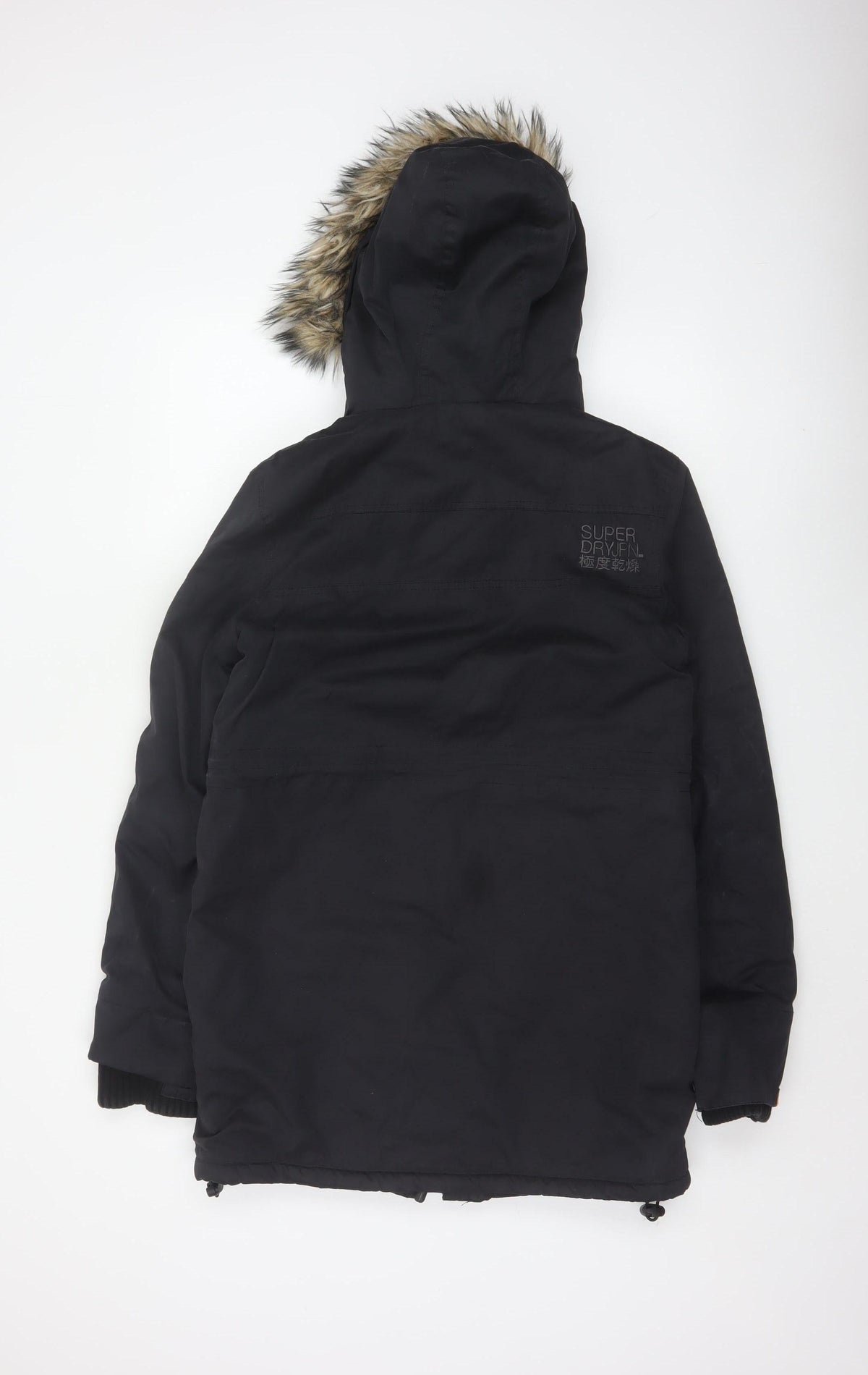 Superdry Japan Unisex Adults Black M Fur Trim Hooded Parka Jacket
