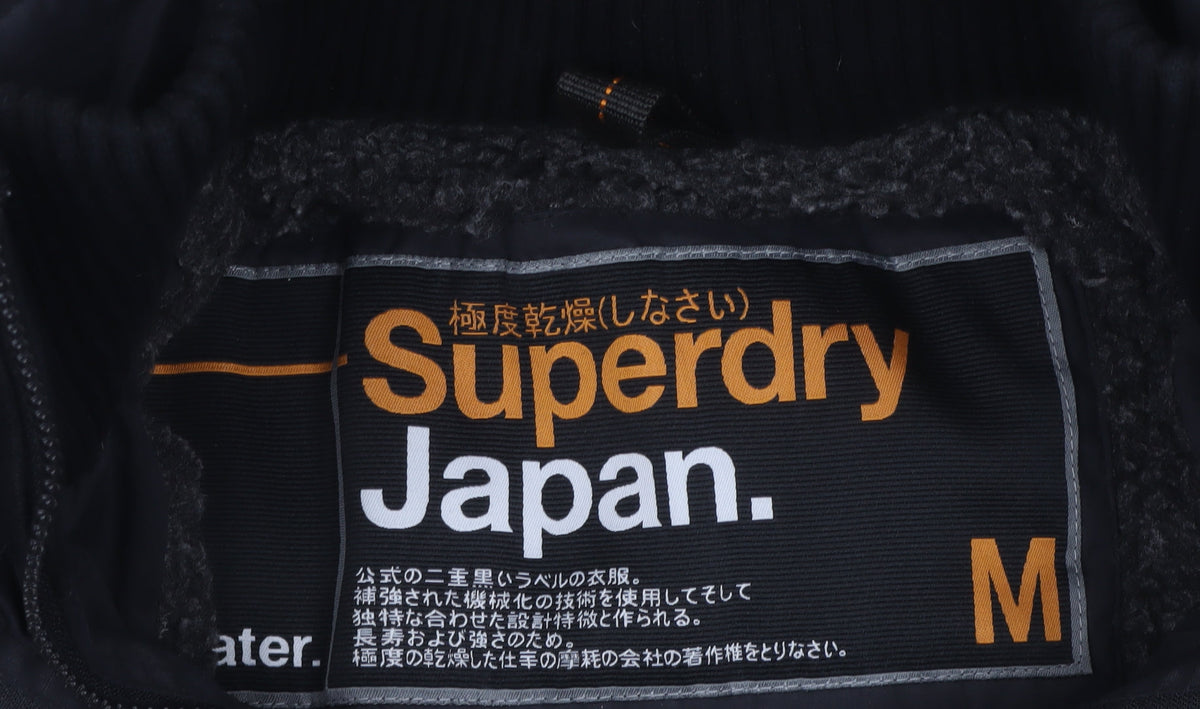 Superdry Japan Unisex Adults Black M Fur Trim Hooded Parka Jacket