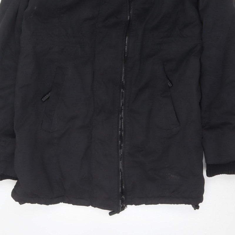 Superdry Japan Unisex Adults Black M Fur Trim Hooded Parka Jacket