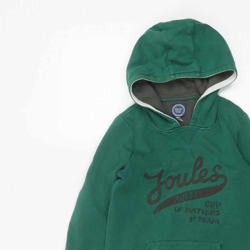 Joules Boys Green 9-10 Years Pullover Hoodie Rugby Graphic Pocket