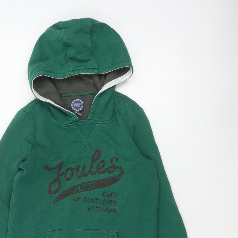 Joules Boys Green 9-10 Years Pullover Hoodie Rugby Graphic Pocket