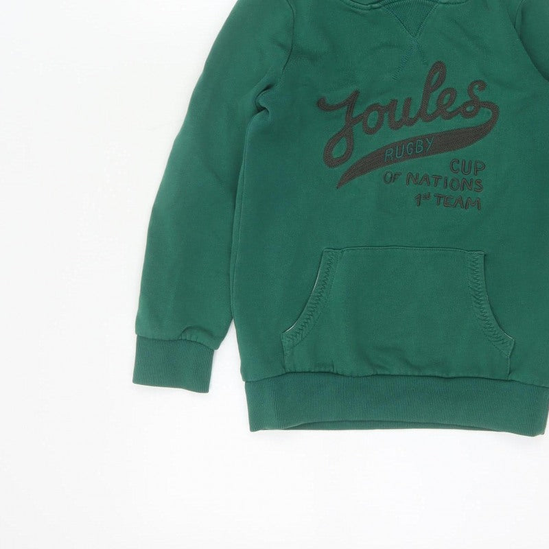 Joules Boys Green 9-10 Years Pullover Hoodie Rugby Graphic Pocket