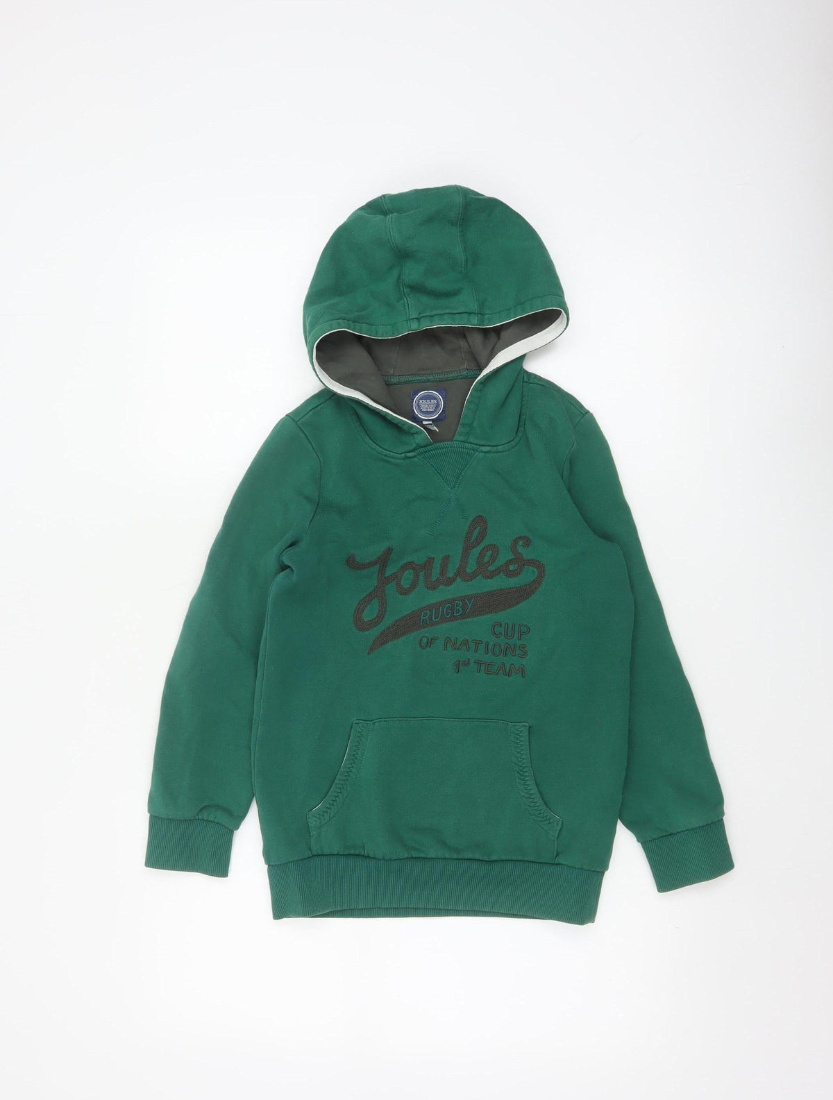 Joules Boys Green 9-10 Years Pullover Hoodie Rugby Graphic Pocket