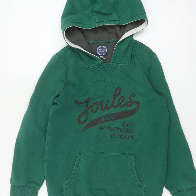 Joules Boys Green 9-10 Years Pullover Hoodie Rugby Graphic Pocket