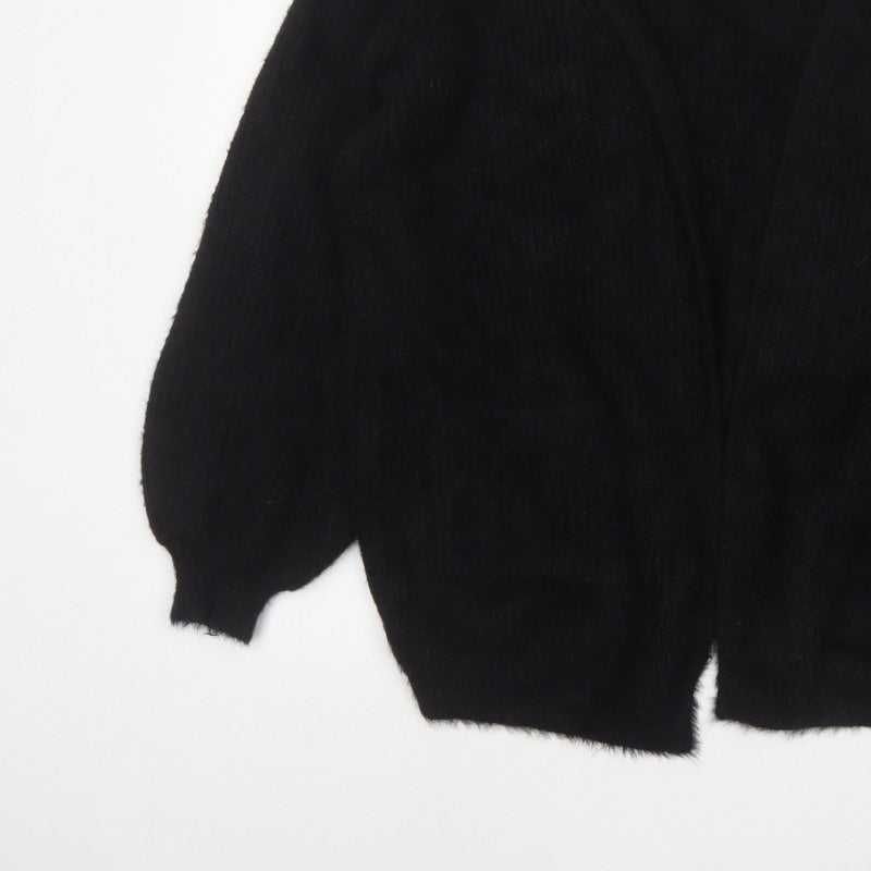 PrettyLittleThing Women Black M Open V-Neck Balloon Sleeve Cardigan