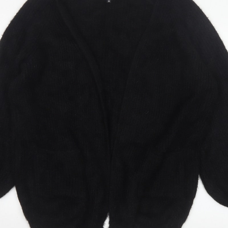 PrettyLittleThing Women Black M Open V-Neck Balloon Sleeve Cardigan