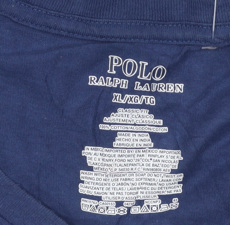 Ralph Lauren Men Blue XL Classic Fit Crew Neck Cotton T-Shirt