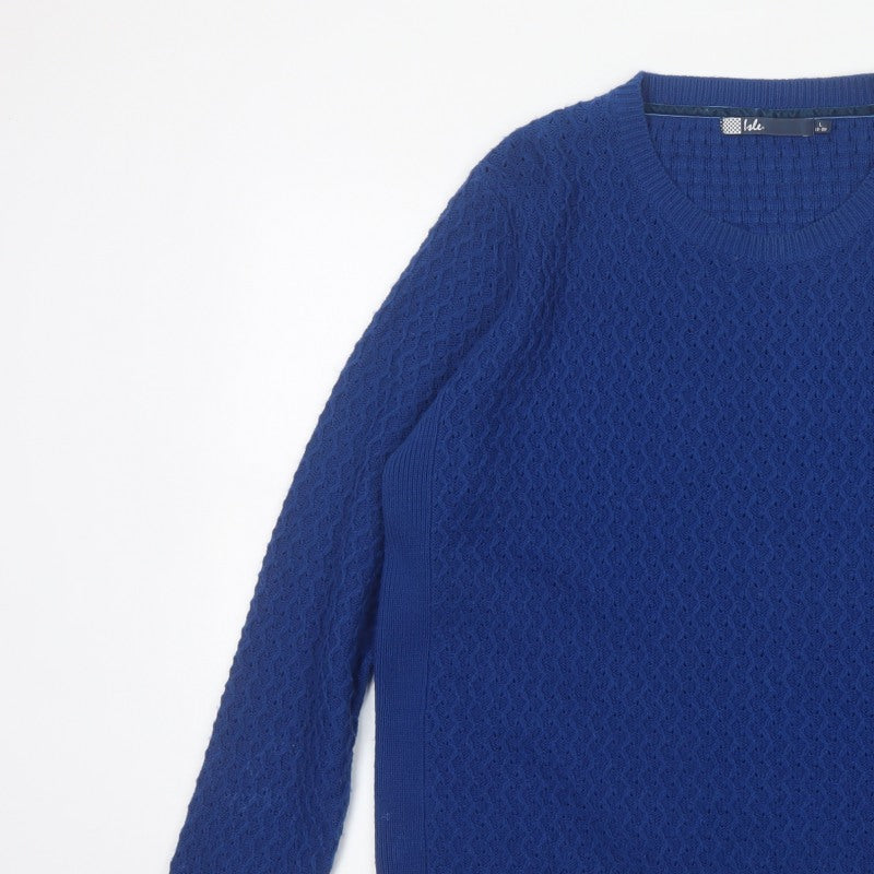 Isle Women’s Blue UK 18 Cable Knit Crew Neck Pullover Jumper