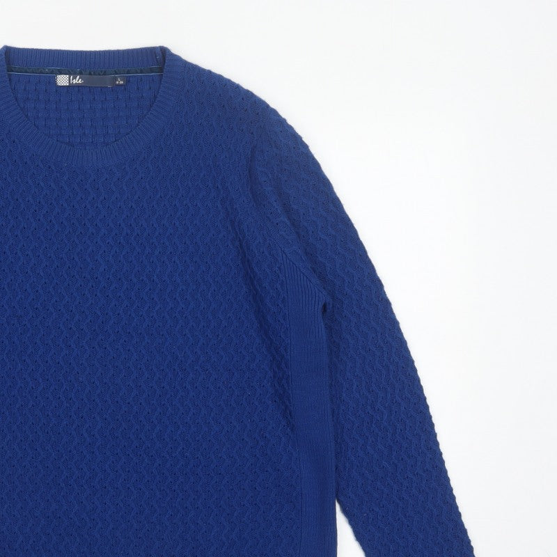 Isle Women’s Blue UK 18 Cable Knit Crew Neck Pullover Jumper