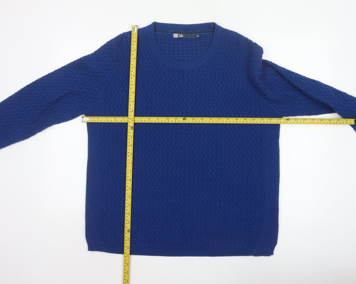 Isle Women’s Blue UK 18 Cable Knit Crew Neck Pullover Jumper
