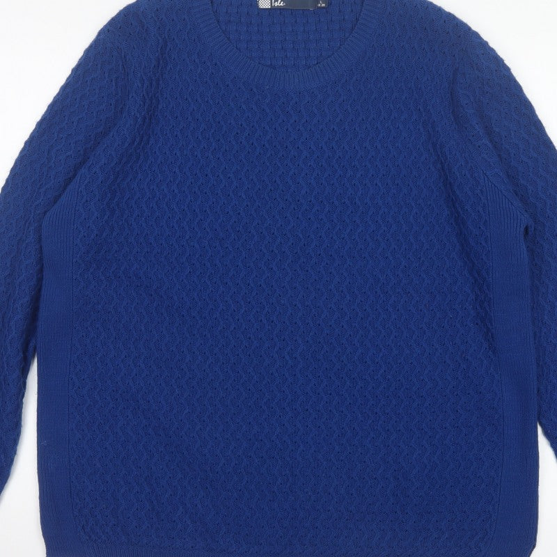 Isle Women’s Blue UK 18 Cable Knit Crew Neck Pullover Jumper