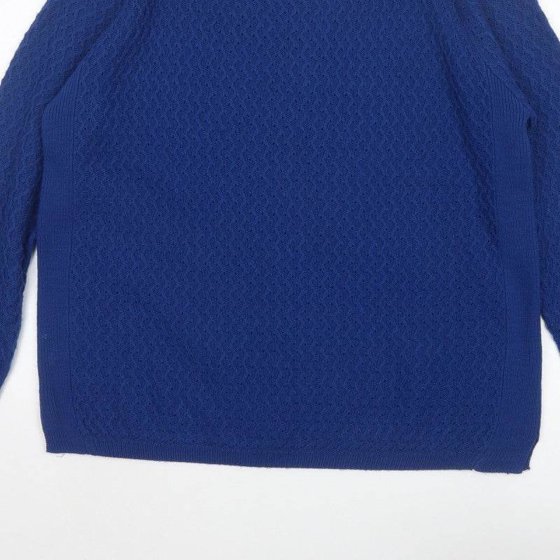 Isle Women’s Blue UK 18 Cable Knit Crew Neck Pullover Jumper