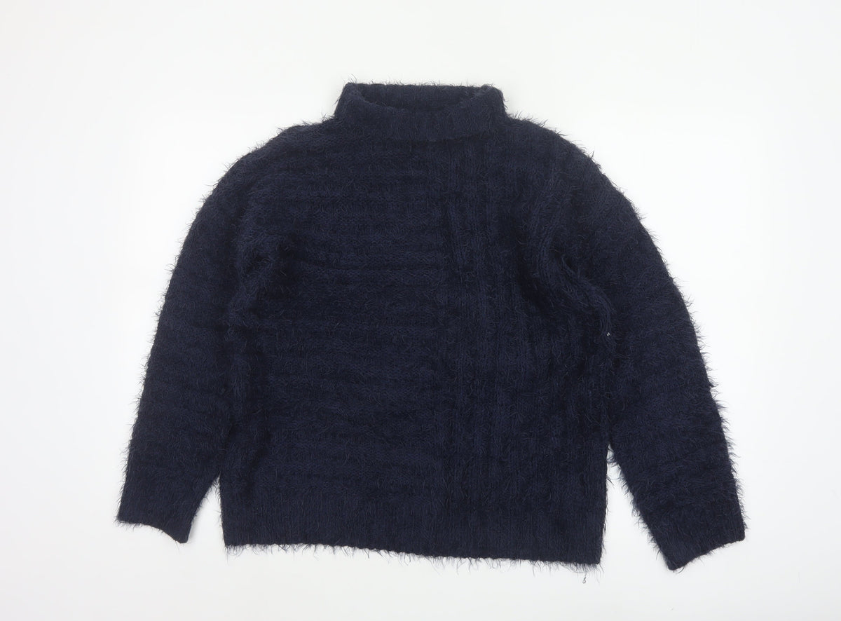 M&S Collection Women’s Blue S Roll Neck Fluffy Knit Pullover Jumper