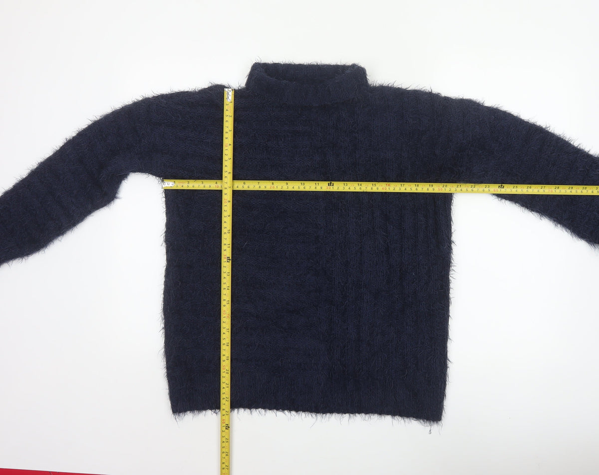 M&S Collection Women’s Blue S Roll Neck Fluffy Knit Pullover Jumper