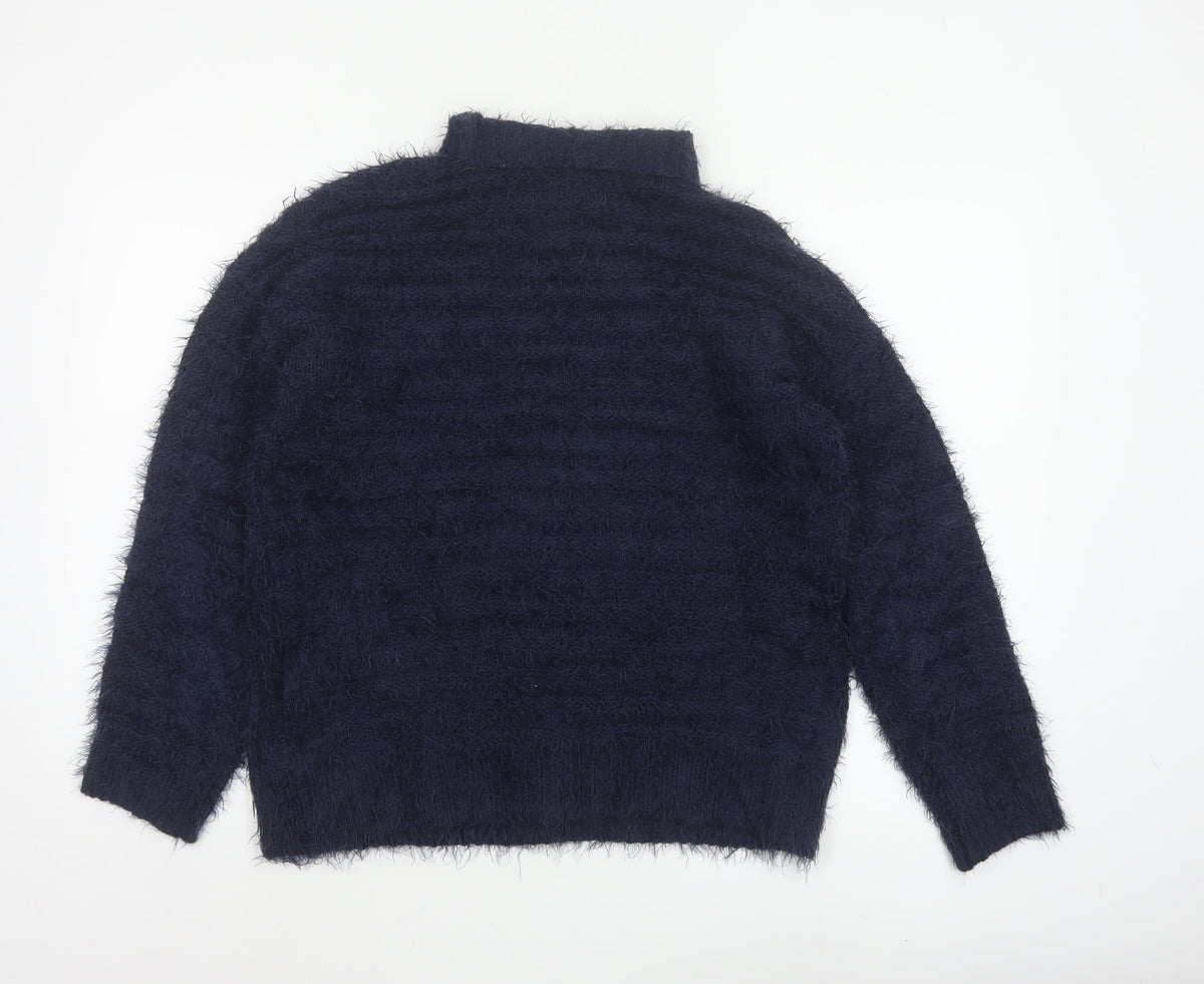 M&S Collection Women’s Blue S Roll Neck Fluffy Knit Pullover Jumper