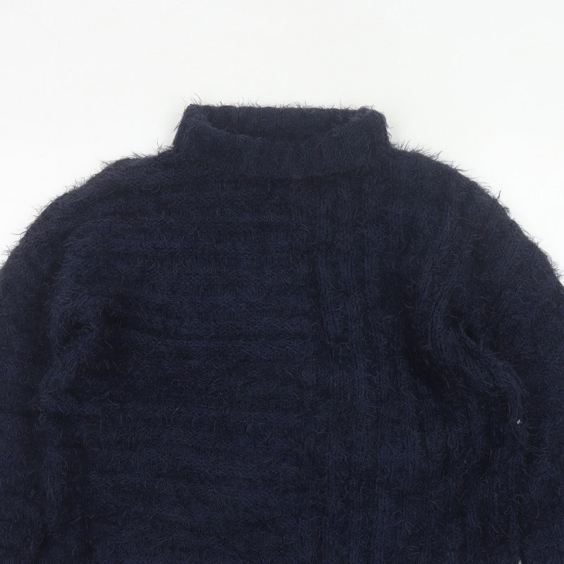 M&S Collection Women’s Blue S Roll Neck Fluffy Knit Pullover Jumper