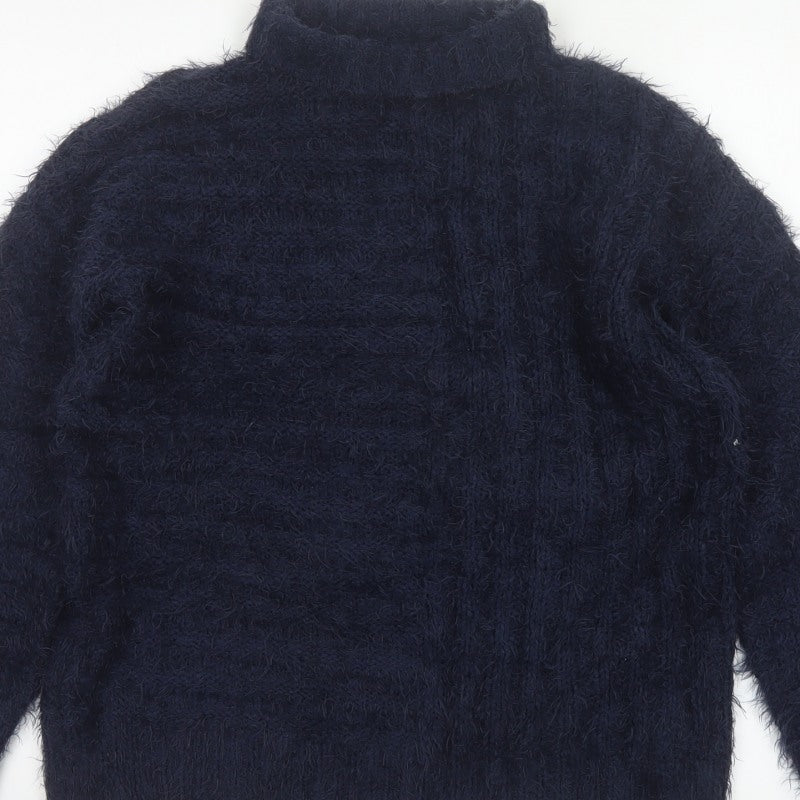 M&S Collection Women’s Blue S Roll Neck Fluffy Knit Pullover Jumper