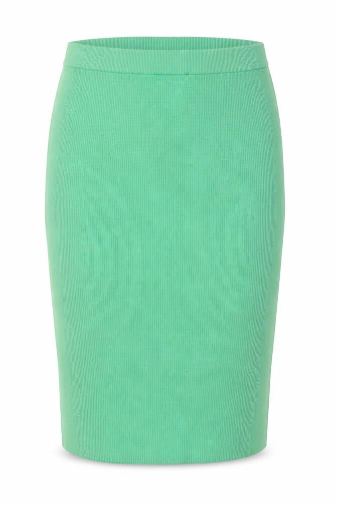 Marks and Spencer Women Green L Rib Knit Midi Pencil Skirt Stretch