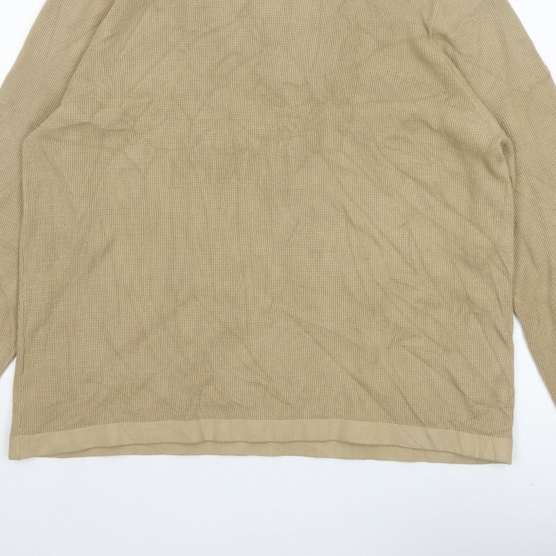 Marks & Spencer Men Beige 2XL Roll Neck Cotton Modal Pullover Jumper