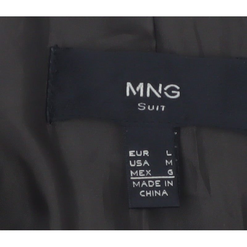 MNG Suit Women Brown L Double-Breasted Lined Blazer Gold Buttons