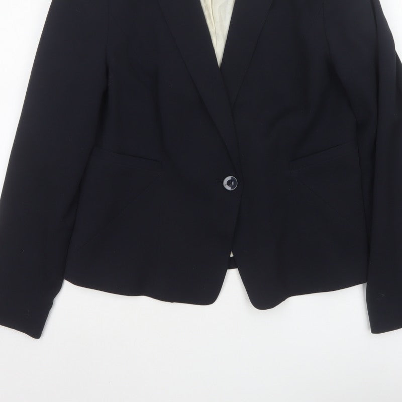 Marks and Spencer Women Black UK 14 Tailored Single-Breasted Blazer