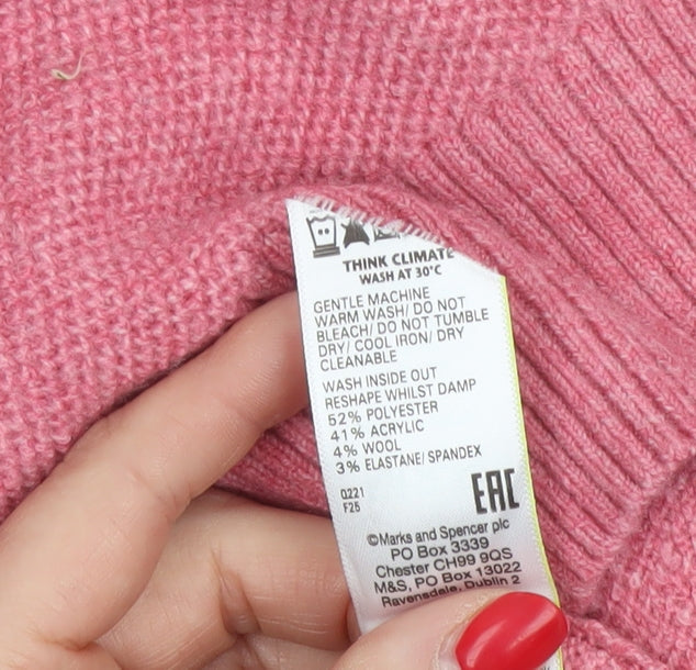 Marks and Spencer Women’s Pink Small High Neck Knit Pullover Jumper