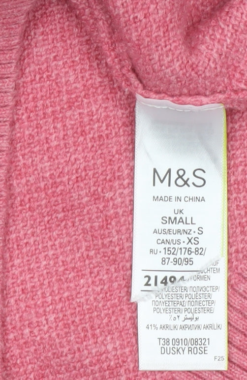 Marks and Spencer Women’s Pink Small High Neck Knit Pullover Jumper