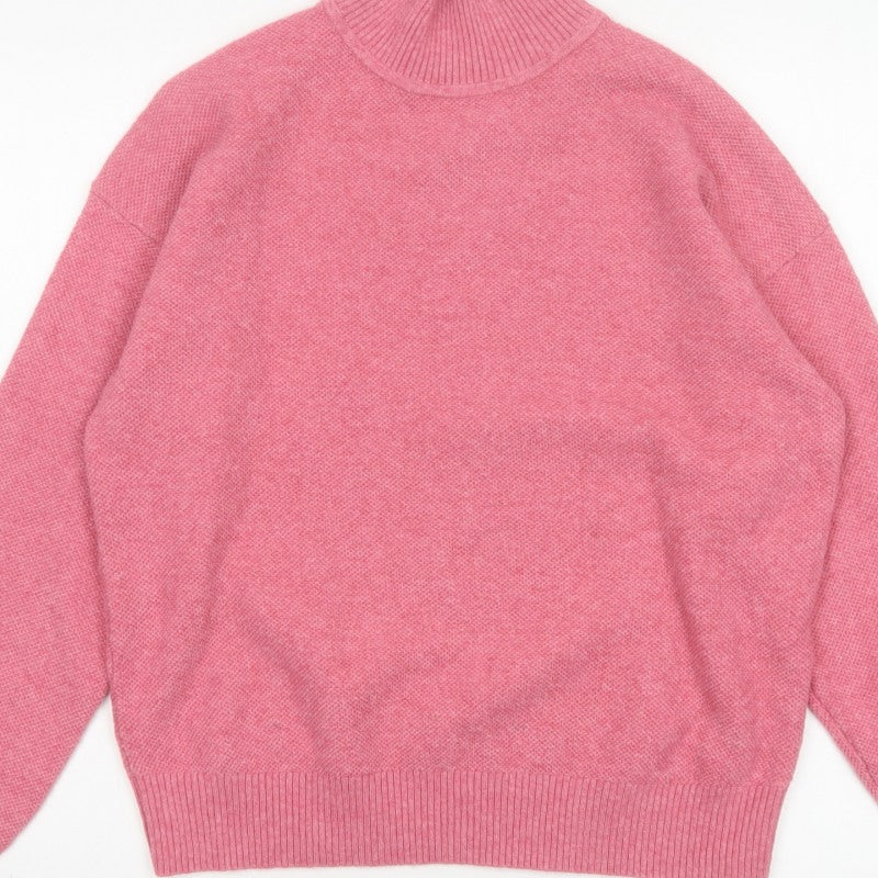 Marks and Spencer Women’s Pink Small High Neck Knit Pullover Jumper