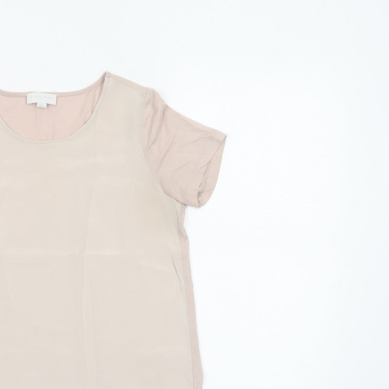 The White Company Women Beige XS Silk Panel Short Sleeve Blouse