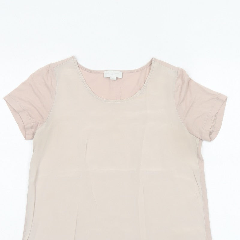 The White Company Women Beige XS Silk Panel Short Sleeve Blouse
