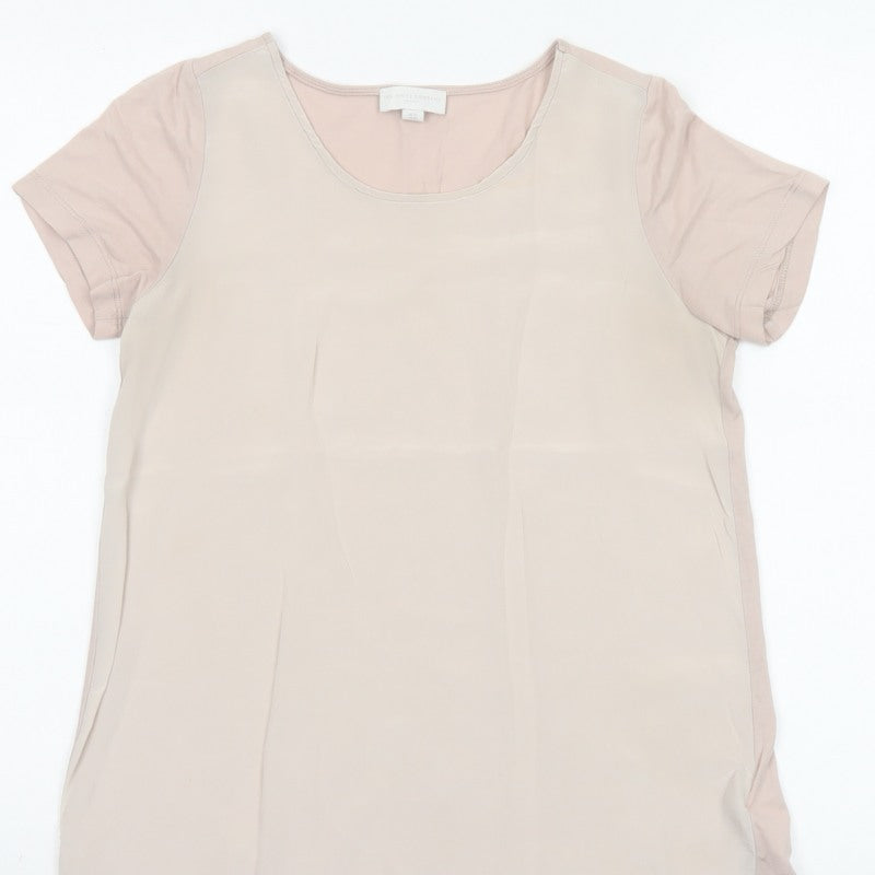 The White Company Women Beige XS Silk Panel Short Sleeve Blouse