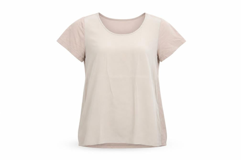 The White Company Women Beige XS Silk Panel Short Sleeve Blouse