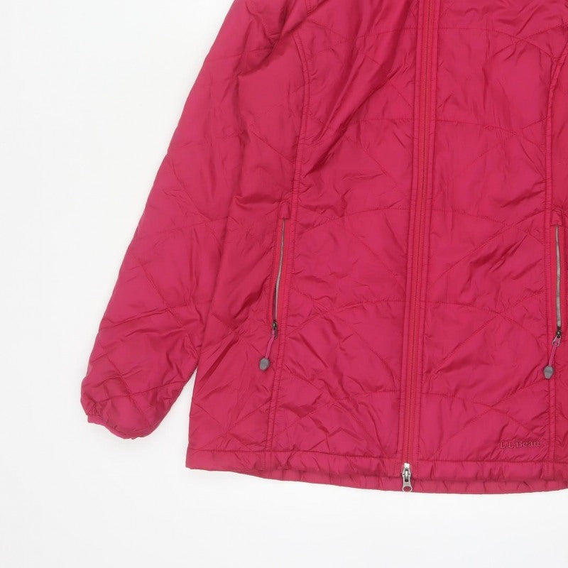 L.L.Bean Women Pink S Regular Hooded Quilted Puffer Jacket