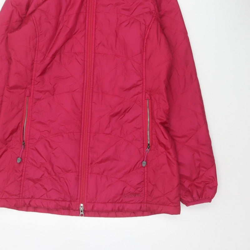 L.L.Bean Women Pink S Regular Hooded Quilted Puffer Jacket