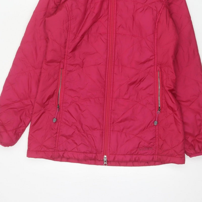 L.L.Bean Women Pink S Regular Hooded Quilted Puffer Jacket