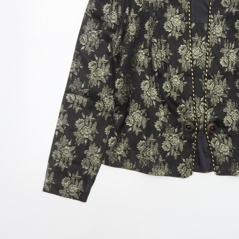 Patra Women's Black Gold Floral Metallic Lined Jacket UK 8 Party