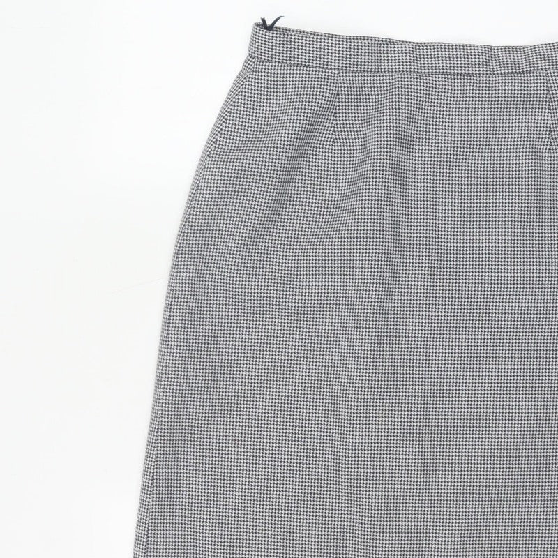 Alexon Women Black White Houndstooth Pencil Skirt UK 16 Knee Length