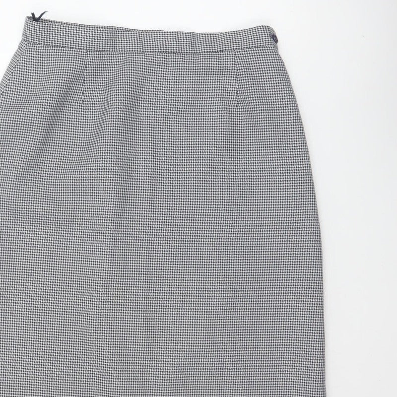 Alexon Women Black White Houndstooth Pencil Skirt UK 16 Knee Length