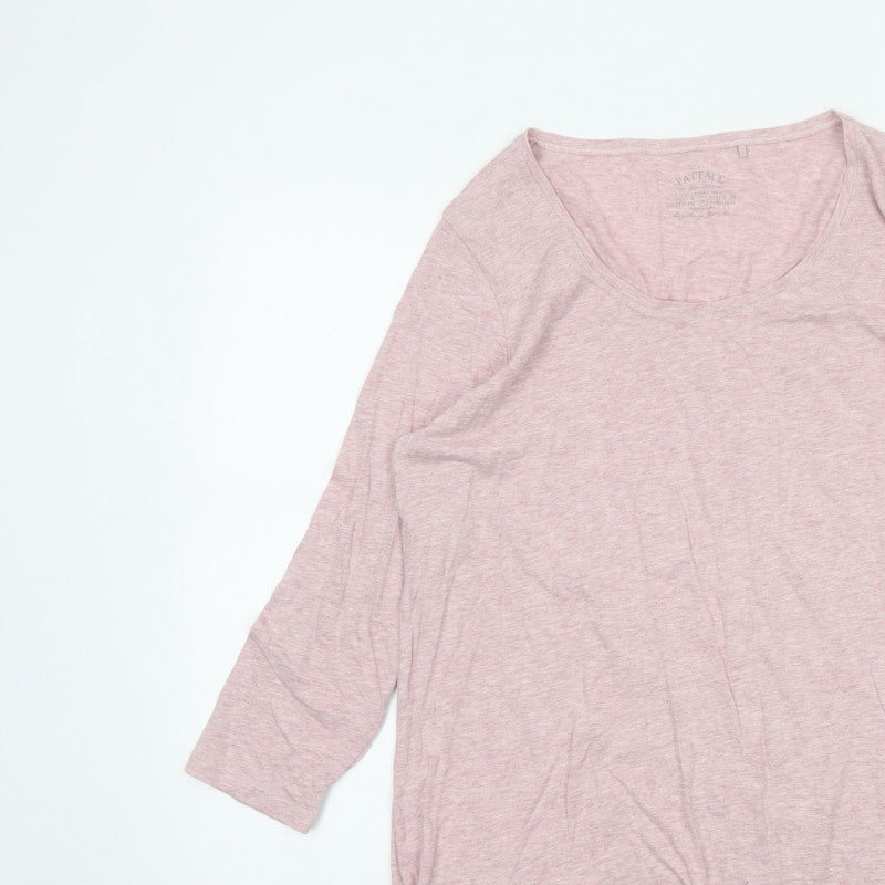 FatFace Women Pink Size 10 Modal Scoop Neck 3/4 Sleeve Basic T-Shirt