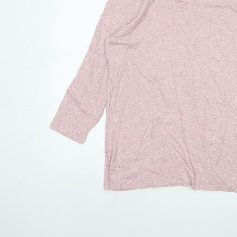FatFace Women Pink Size 10 Modal Scoop Neck 3/4 Sleeve Basic T-Shirt