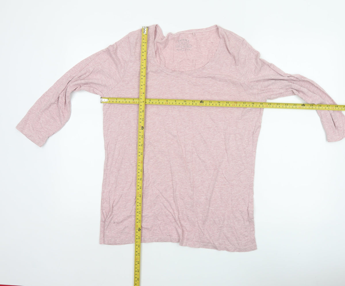 FatFace Women Pink Size 10 Modal Scoop Neck 3/4 Sleeve Basic T-Shirt
